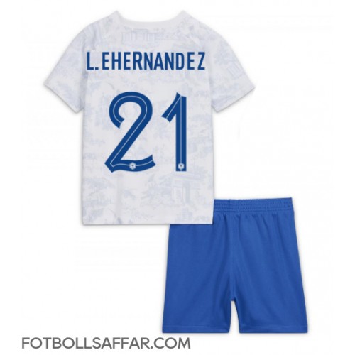 Frankrike Lucas Hernandez #21 Bortadräkt Barn VM 2022 Kortärmad (+ Korta byxor)